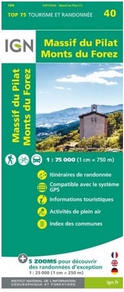 Carte IGN Massif du Pilat - Monts du Forez