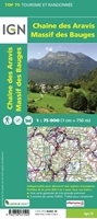 Carte IGN Chaîne des Aravis - Massif des Bauges - TOP 75032