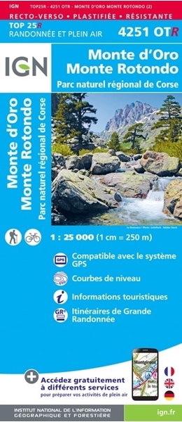 Monte-D'Oro - Monte-Rotondo - PNR de la Corse - carte IGN