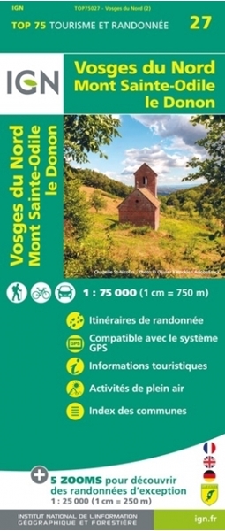 Carte IGN Vosges Du Nord - Mont Sainte Odile - Le Donon - TOP 75027