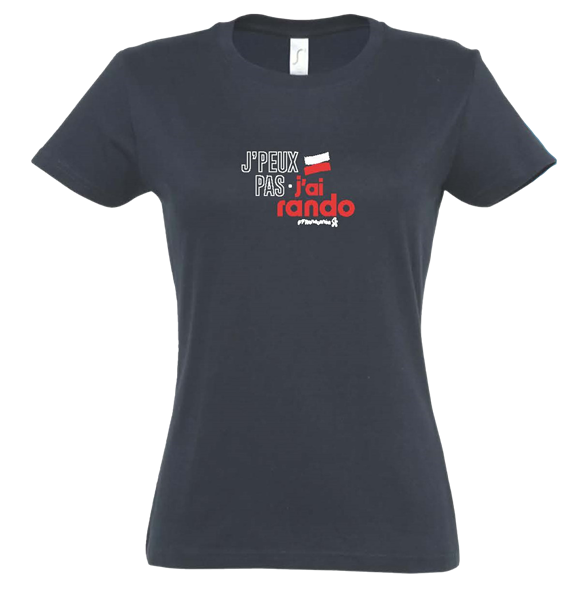 T shirt FEMME J'peux pas j'ai rando bleu marine