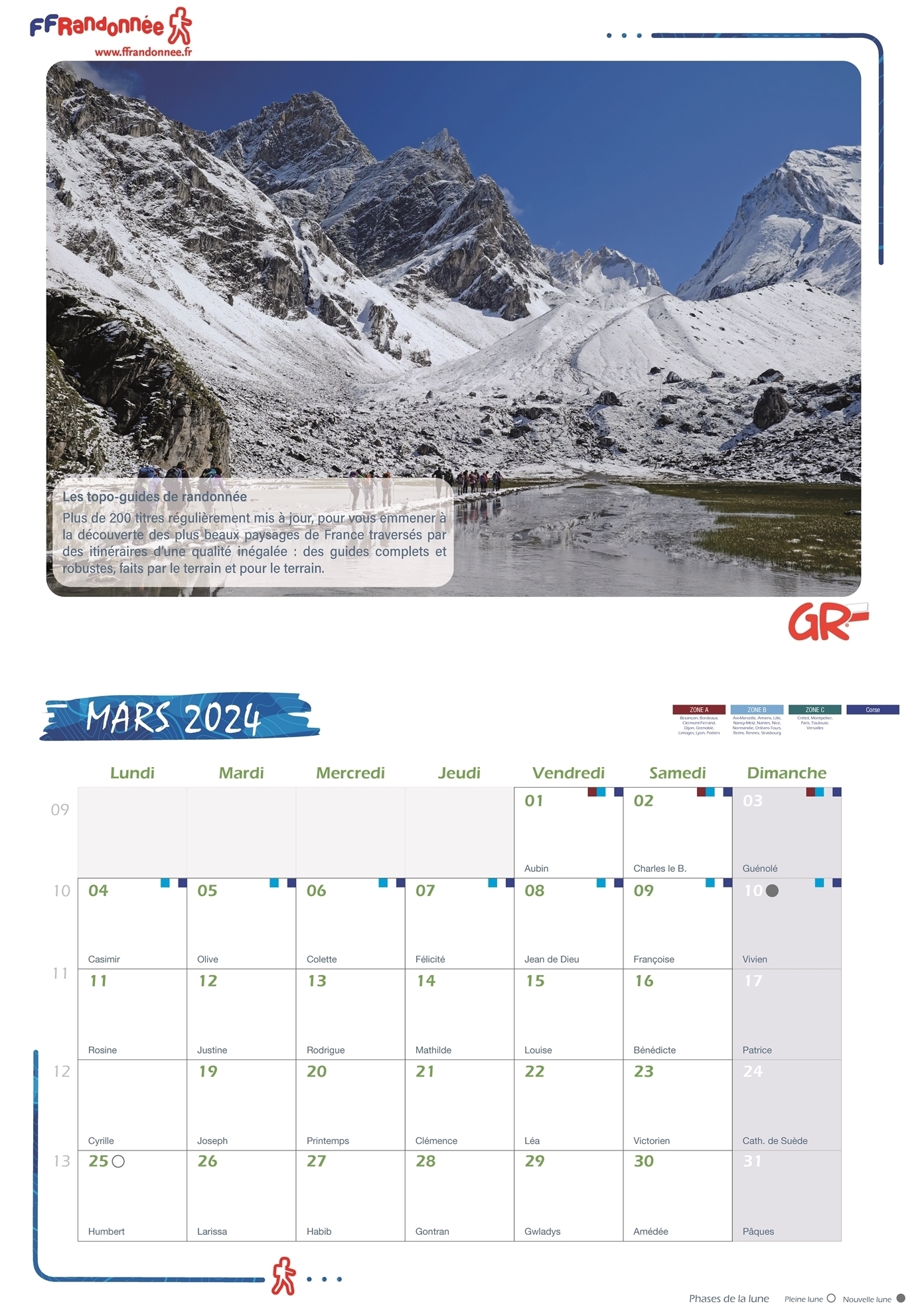 Sentiers de randonnées : l'agenda-calendrier (édition 2024)